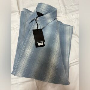 Italian Light Blue and White Plaid Casual Shirt